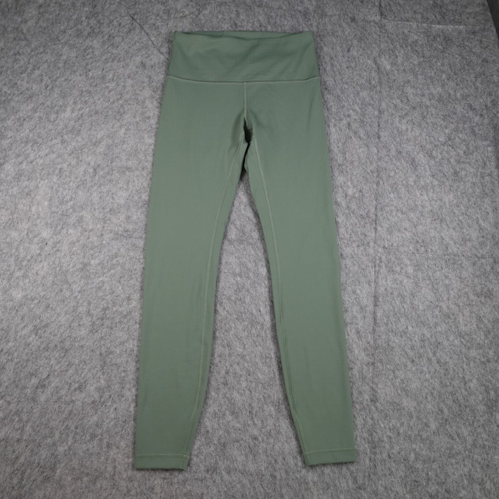 Lululemon Leggings Women 6‎ Green Wunder Train High Rise Ribbed Tight Yoga Run